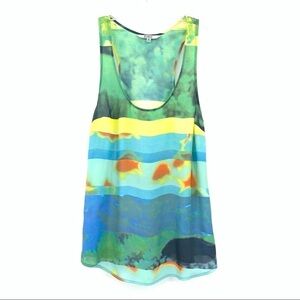BB Dakota Underwater Fish Print Beachy Coastal Tank Top Size Medium